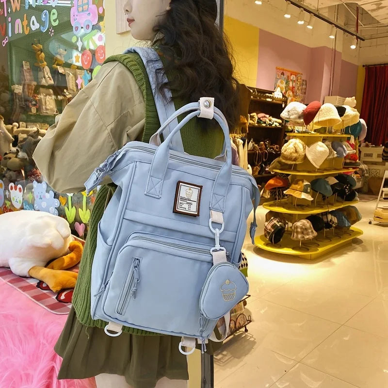 Women's Nylon Backpack Girls Laptop Backpack School Bag