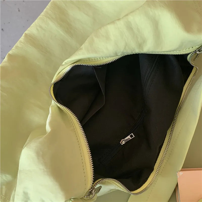 Women's Nylon Shoulder Bag Drawstring Tote Casual Large Capacity Dumpling Bag