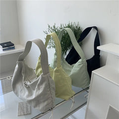 Women's Nylon Shoulder Bag Drawstring Tote Casual Large Capacity Dumpling Bag