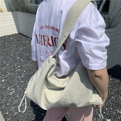 Women's Nylon Shoulder Bag Drawstring Tote Casual Large Capacity Dumpling Bag