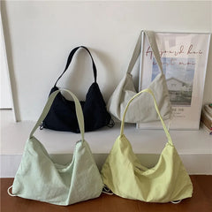 Women's Nylon Shoulder Bag Drawstring Tote Casual Large Capacity Dumpling Bag
