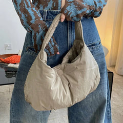 Women's Nylon Padded Down Cotton Tote Winter Shoulder Bag Large Handbags