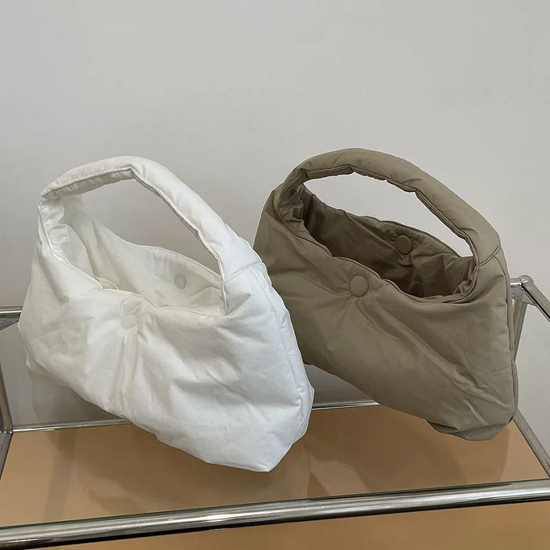 Women's Nylon Padded Down Cotton Tote Winter Shoulder Bag Large Handbags