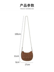 Women's Nylon Saddle Bag Chain Down Padded Shoulder Crossbody Bag
