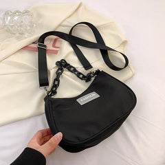 Women's Nylon Flower Shoulder Bag Solid Messenger Bag