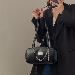 Women's Oil Wax Leather Chain Bag Commuter Shoulder Bag