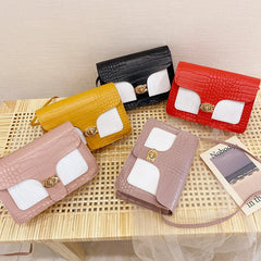 Women's One Shoulder Bag Contrast Lock Crossbody Square Bag