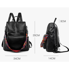 Women's Anti-theft Backpack PU Shoulder Bag Large Capacity Girls School Bag