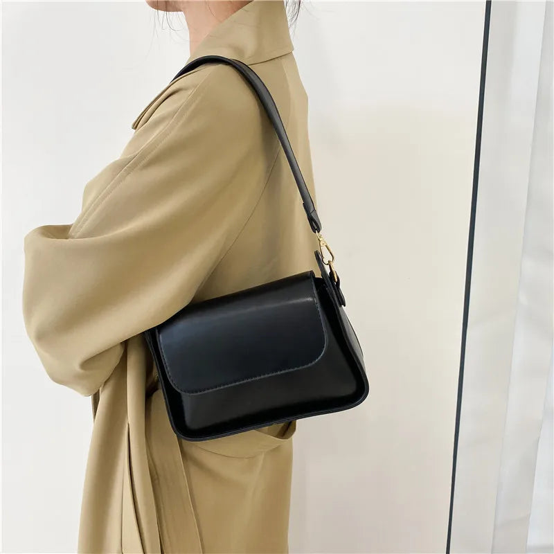 Women's PU Leather Armpit Shoulder Bag Solid Handbag