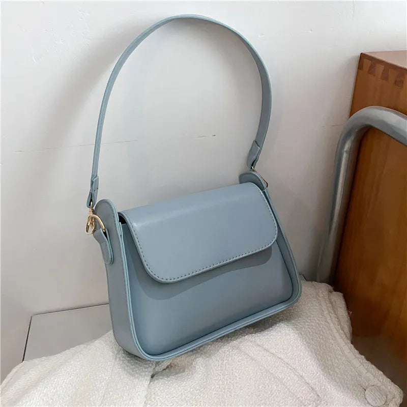 Women's PU Leather Armpit Shoulder Bag Solid Handbag