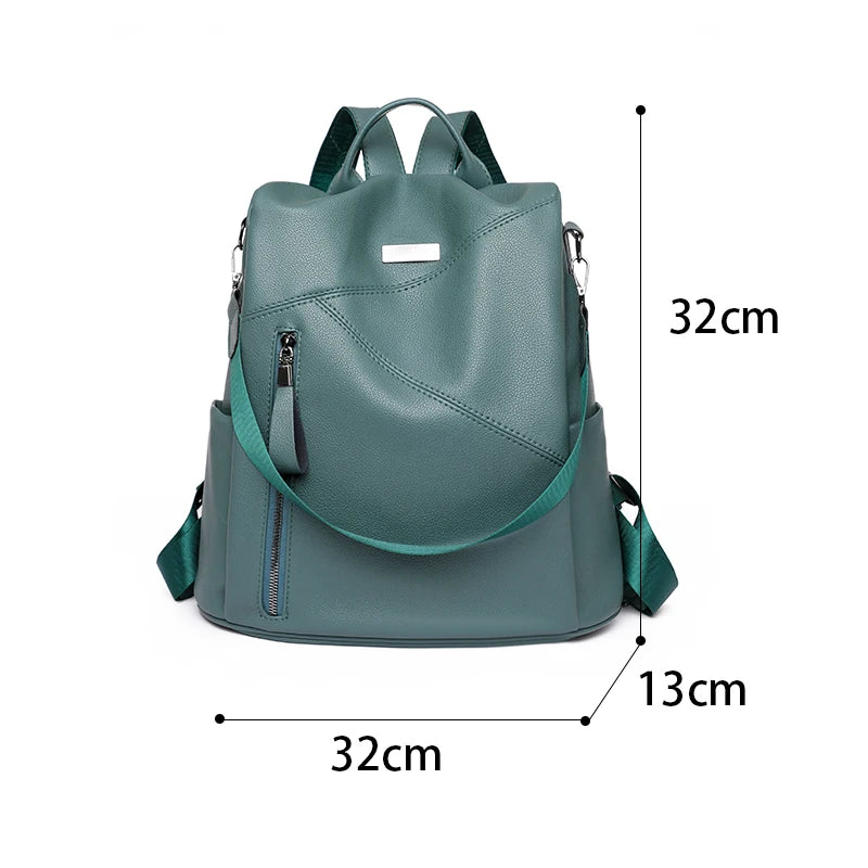 Women's PU Leather Backpack Lady Multifunctional Travel Bag