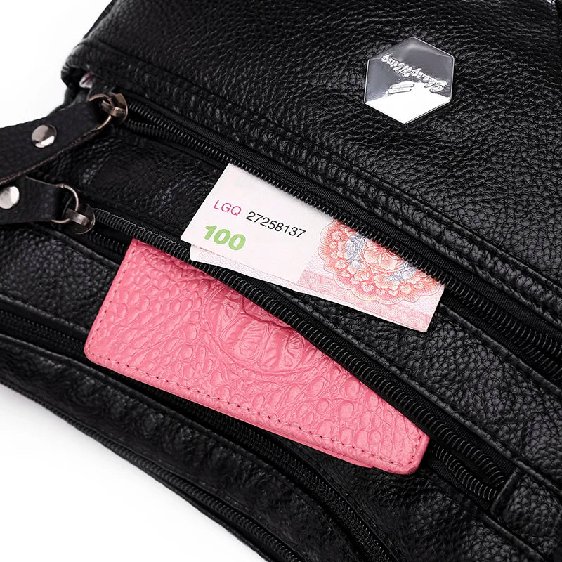 Women's PU Leather Shoulder Bag Multilayer Crossbody Handbag