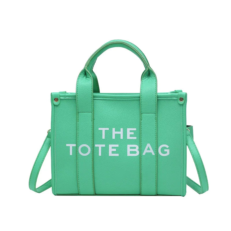 Women's Letter Print PU Leather Tote Bag Handheld Crossbody Shoulder Bags