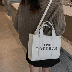 Women's Letter Print PU Leather Tote Bag Handheld Crossbody Shoulder Bags