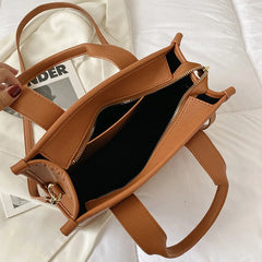 Women's Letter Print PU Leather Tote Bag Handheld Crossbody Shoulder Bags