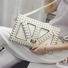 Women's PU Leather Messenger Bag Clutch Punk Style Crossbody Bag