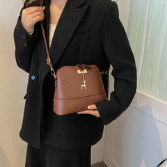 Women's PU Midium Retro Fawn Crossbody Bag Lady Solid Messenger Bags