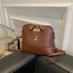 Women's PU Midium Retro Fawn Crossbody Bag Lady Solid Messenger Bags