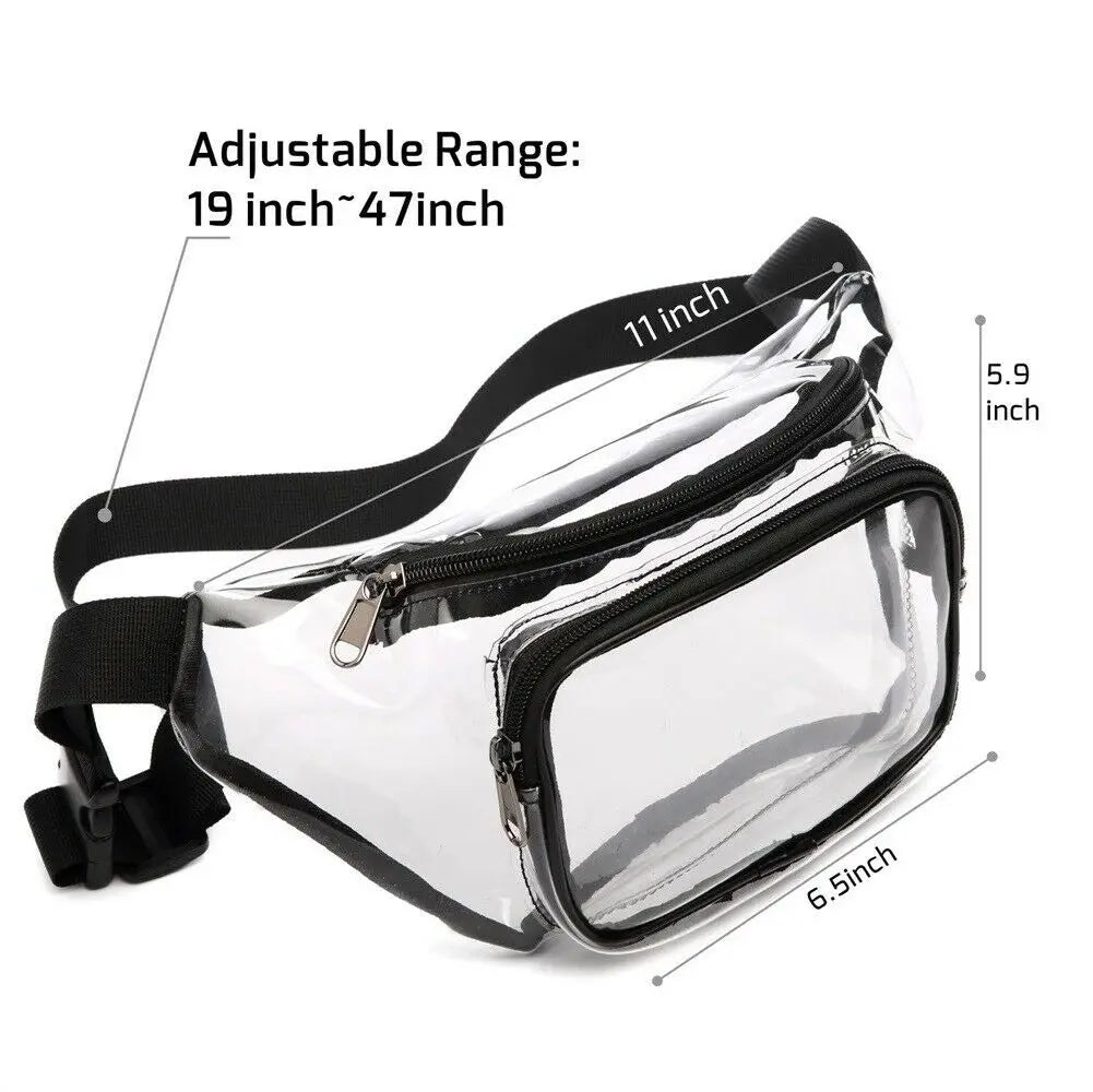 Women's PVC Clear Waist Bag Large Capacity Wear-Resistant Jelly Messenger Bag