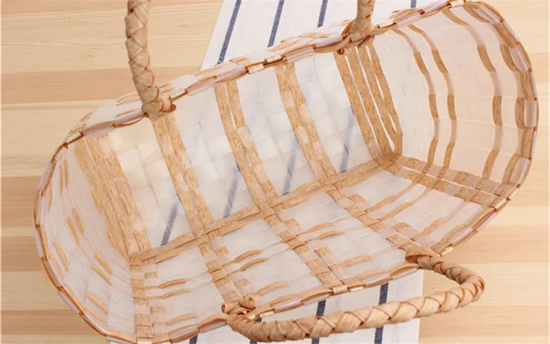Women's PVC Handwoven Handbag Transparent Check Vegetable Basket Bag