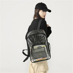 Women's PVC Plastic Backpacks Large Capacity Waterproof Transparent Schoolbags