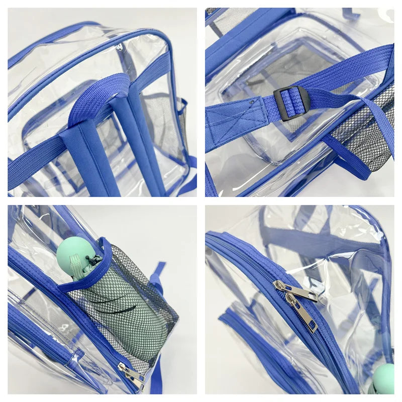 Women's PVC Plastic Backpacks Large Capacity Waterproof Transparent Schoolbags