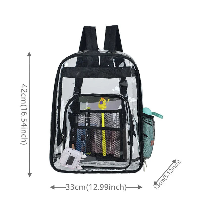 Women's PVC Plastic Backpacks Large Capacity Waterproof Transparent Schoolbags