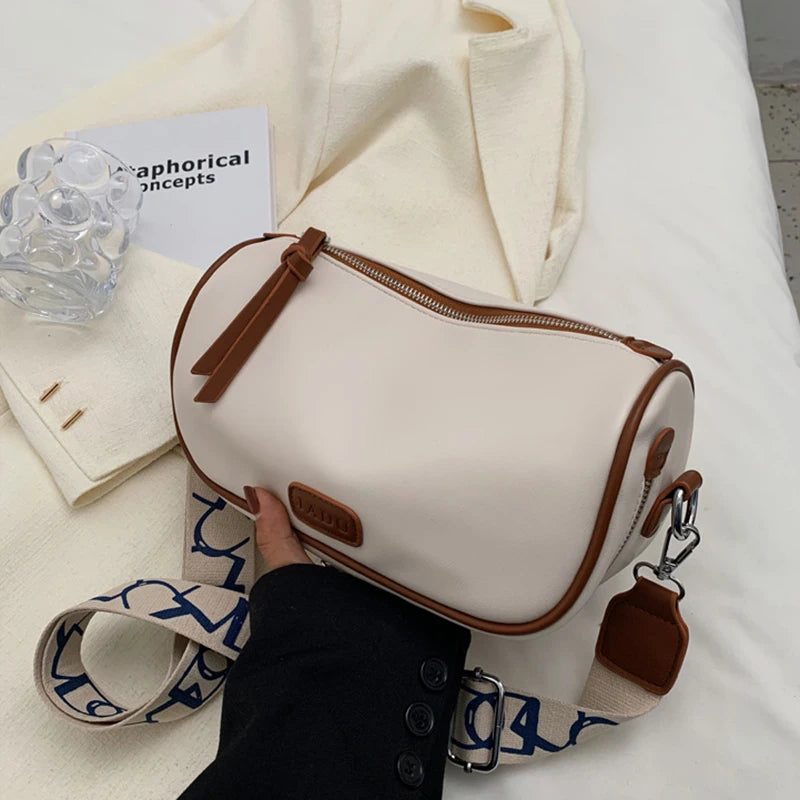 Women's Wide Strap Messenger Bag Leather Shoulder Satchel