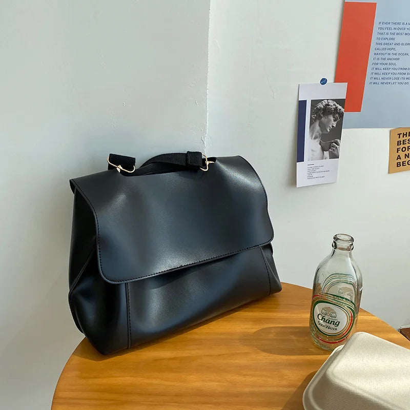 Women's Large Capacity Pu Handbag Briefcase Single Shoulder Messenger Bag