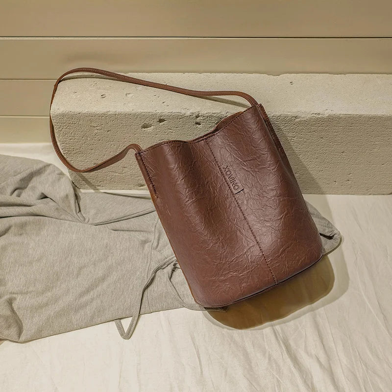 Vintage Bucket Handbag Large Capacity Tote Bag