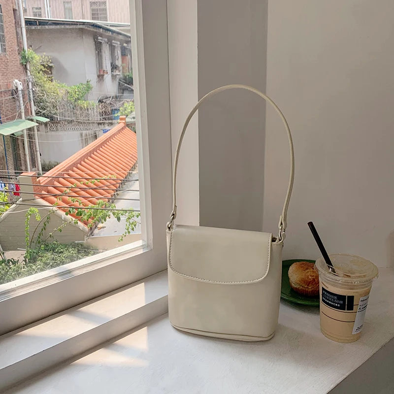 Women's Pu Leather Shoulder Messenger Bags Solid Ladies Crossbody Bucket Bag