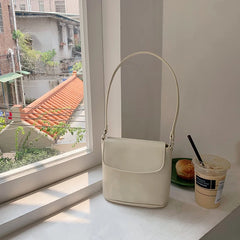 Women's Pu Leather Shoulder Messenger Bags Solid Ladies Crossbody Bucket Bag