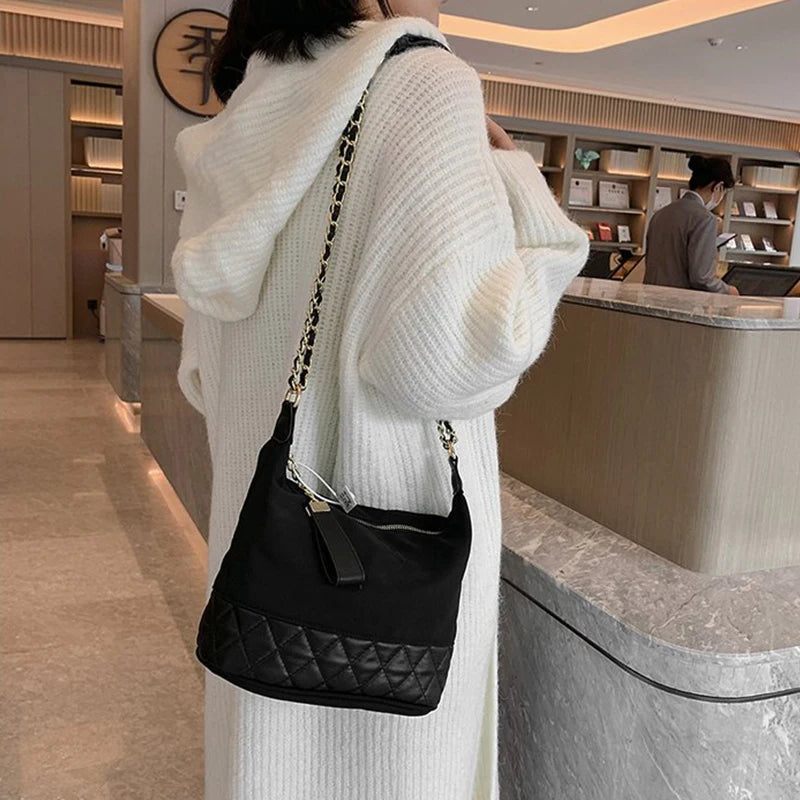 Women's Small Square Bag Rhombic Lattice Crossbody