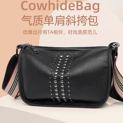 Women's Soft Leather Crossbody Bag Broadband Handbag Messenger Bag