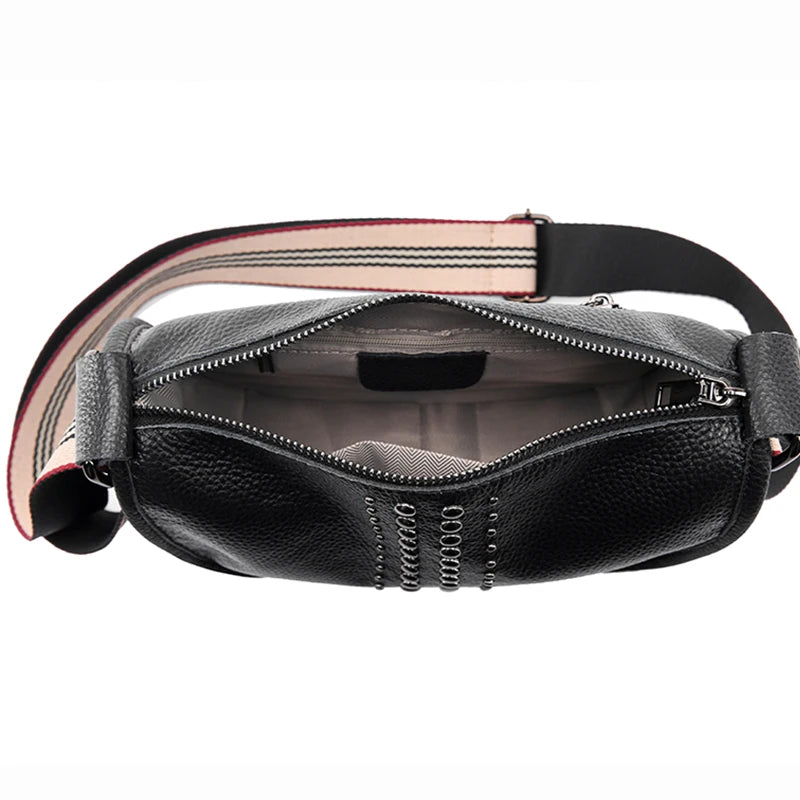 Women's Soft Leather Crossbody Bag Broadband Handbag Messenger Bag
