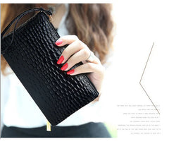 Crocodile Pattern Handbag Long Purse PU Leather Wallet Clutch