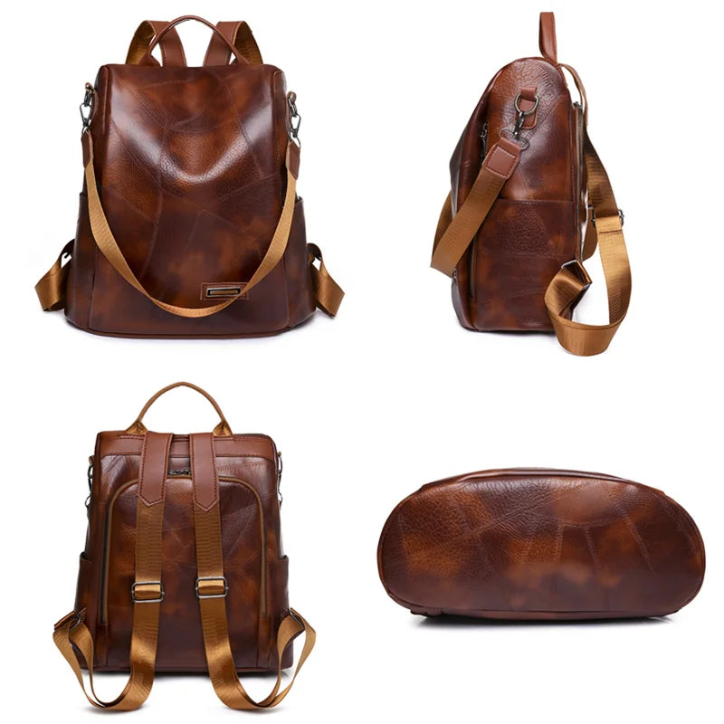 Women's PU Leather Back Pack Shoulder Bags Handbag Retro Female Backpack