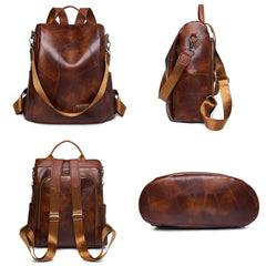 Women's PU Leather Back Pack Shoulder Bags Handbag Retro Female Backpack