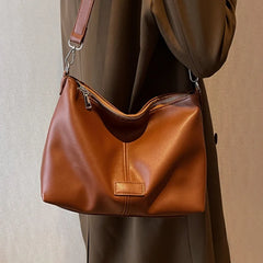 Women's Soft Leather Crossbody Bag Retro Shoulder Bag Large Capacity Handbag