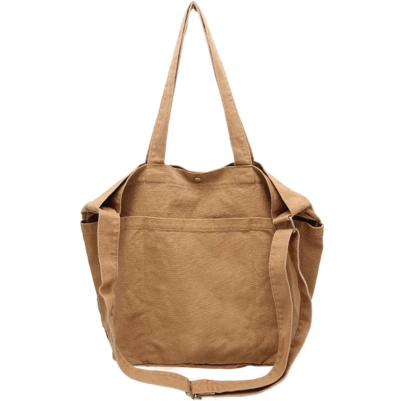 Canvas School Messenger Bag Large Capacity Casual Shoulder Handbag for Women