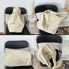 Women's Canvas Messenger Bag Solid Large Capacity Shoulder Handbag