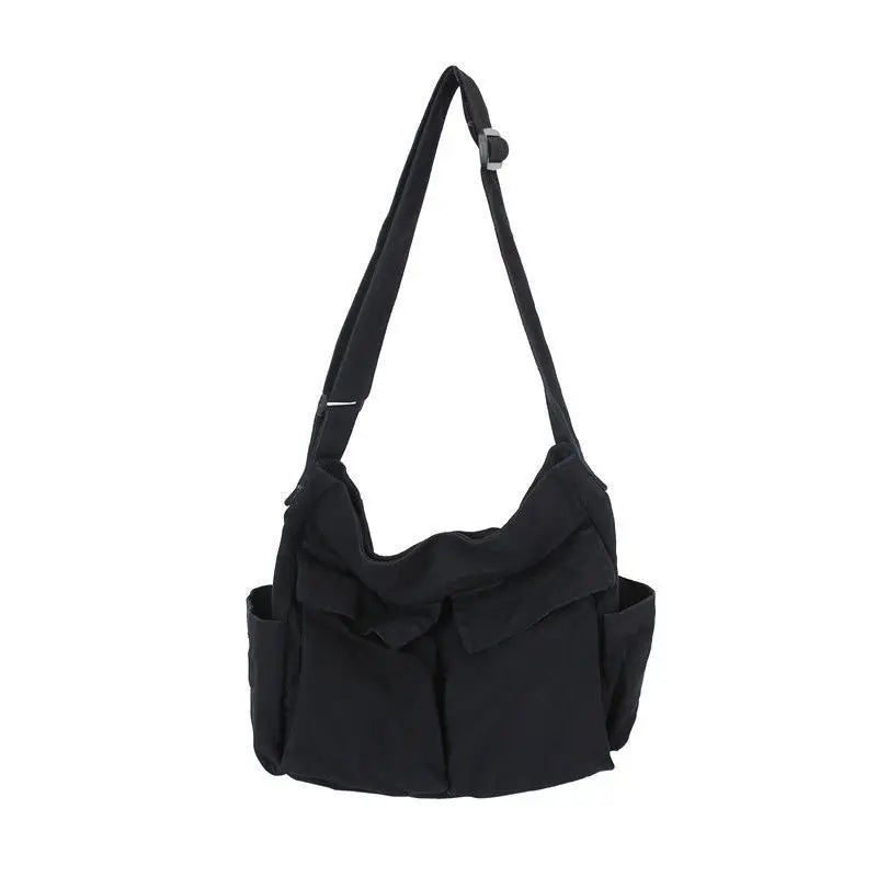 Canvas School Messenger Bag Large Capacity Casual Shoulder Handbag Women Solid