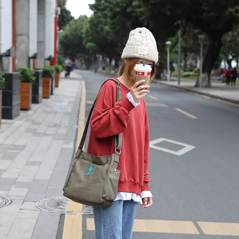Women's Messenger Bag Shoulder Handbag Large Capacity Casual Canvas Women's Bag