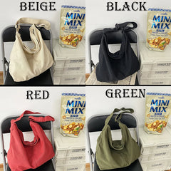 Women's Canvas Messenger Bag Solid Large Capacity Shoulder Handbag