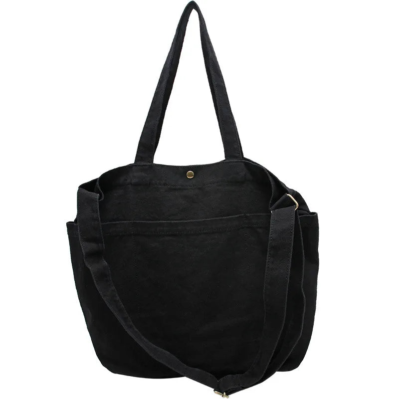 Canvas School Messenger Bag Large Capacity Casual Shoulder Handbag for Women