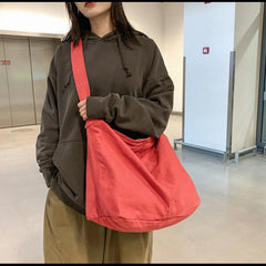Women's Canvas Messenger Bag Solid Large Capacity Shoulder Handbag
