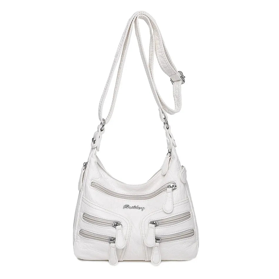 Sheepskin Leather Shoulder Bags with Multiple Pockets