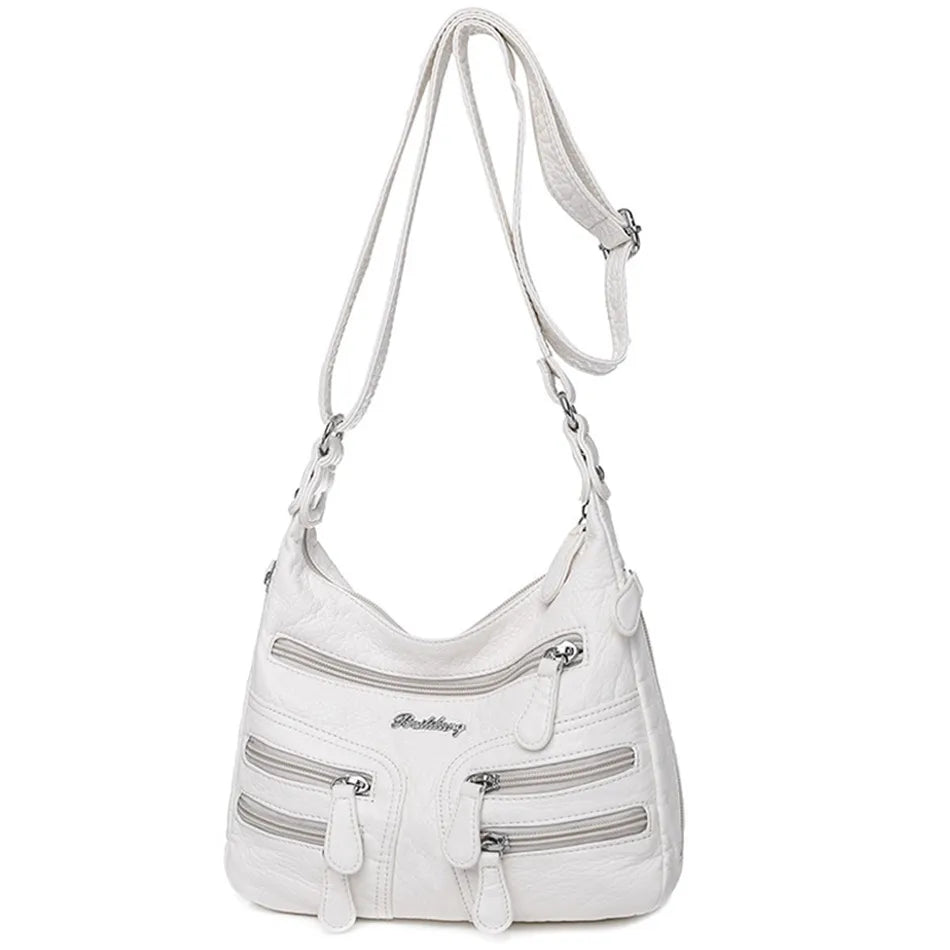 Sheepskin Leather Shoulder Bags with Multiple Pockets
