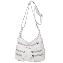 Sheepskin Leather Shoulder Bags with Multiple Pockets