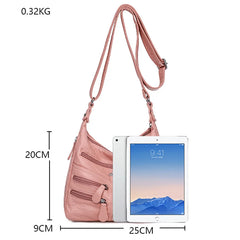 Sheepskin Leather Shoulder Bags with Multiple Pockets